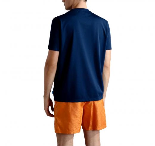 PAUL SHARK T-SHIRT In Poliestere Con Stampa Reflex SAVE THE SEA 24411095 Colore Blu