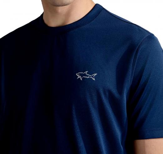 PAUL SHARK T-SHIRT In Poliestere Con Stampa Reflex SAVE THE SEA 24411095 Colore Blu