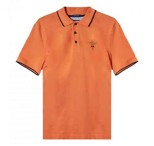 AERONAUTICA MILITARE Polo Basica in Cotone a Manica Corta PO1308 Colore Arancione