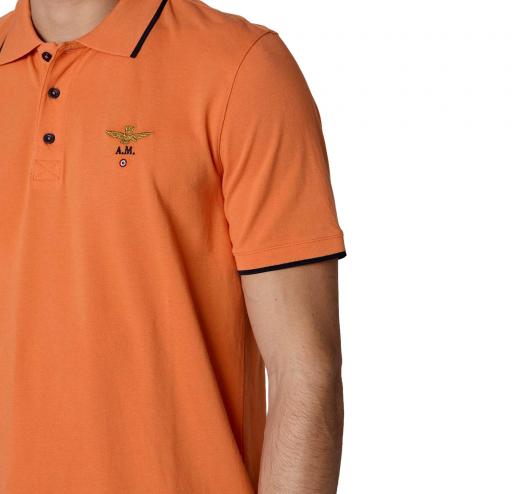 AERONAUTICA MILITARE Polo Basica in Cotone a Manica Corta PO1308 Colore Arancione
