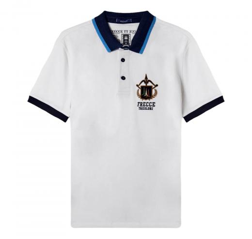 AERONAUTICA MILITARE Polo in Pique' Con Sottocollo Jacquard PO1761 Colore Bianco