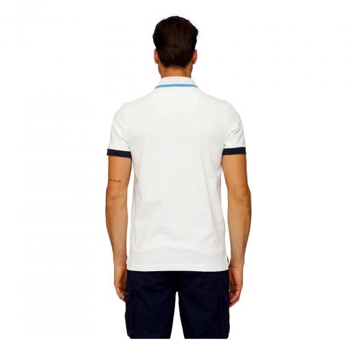 AERONAUTICA MILITARE Polo in Pique' Con Sottocollo Jacquard PO1761 Colore Bianco