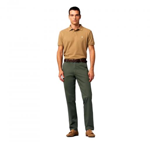 MEYER Pantalone Uomo Fine Micro Print Perfect Fit Modello Oslo 1-5055/26 Colore Oliva