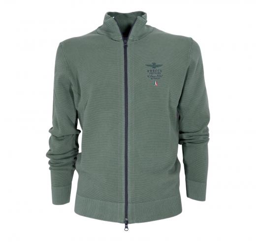 AERONAUTICA MILITARE Maglia Full Zip Uomo In Cotone Punto Riso MA1393 Colore Verde