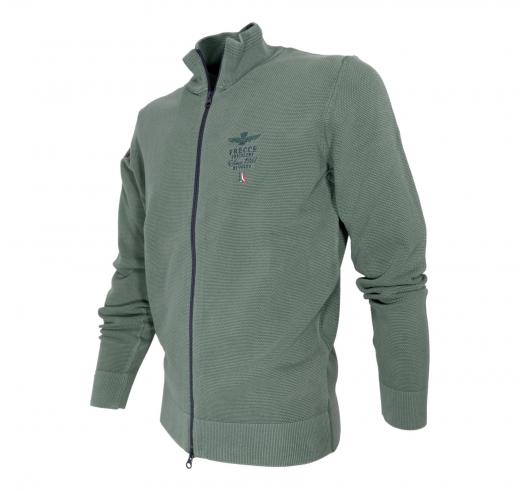 AERONAUTICA MILITARE Maglia Full Zip Uomo In Cotone Punto Riso MA1393 Colore Verde