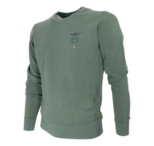 AERONAUTICA MILITARE Maglia Uomo Girocollo In Cotone Punto Riso MA1394 Colore Verde