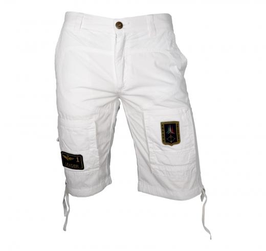AERONAUTICA MILITARE Iconici Bermuda Anti-G in Gabardina BE041 Colore Bianco