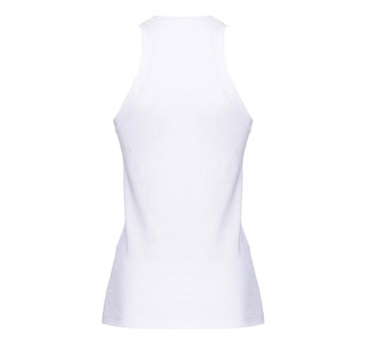 PINKO Canottiera Donna Distinto Costina Di Cotone Con Logo Z04 Colore Bianco