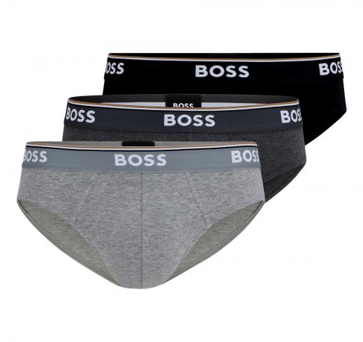 BOSS Slip In Cotone Elasticizzato Elastico In Vita e Logo Confezione Da Tre Multipack Modello BRIEF 3P 50475273 Grigio Multicolo