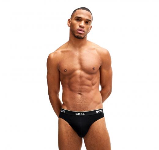 BOSS Slip In Cotone Elasticizzato Elastico In Vita e Logo Confezione Da Tre Multipack Modello BRIEF 3P 50475273 Grigio Multicolo