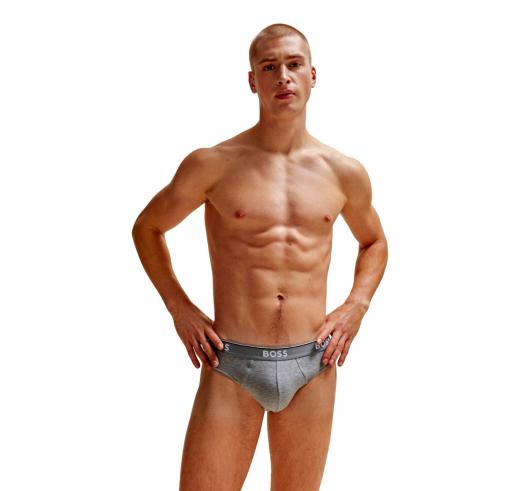 BOSS Slip In Cotone Elasticizzato Elastico In Vita e Logo Confezione Da Tre Multipack Modello BRIEF 3P 50475273 Grigio Multicolo