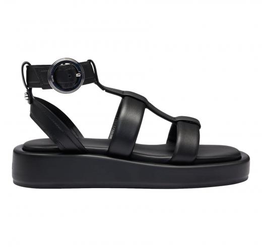 BOSS Sandali Donna In Pelle Con Plateau Chiusura con Fibbia Brandizzata Modello SCARLET_SANDAL_C  50516435 Colore Nero