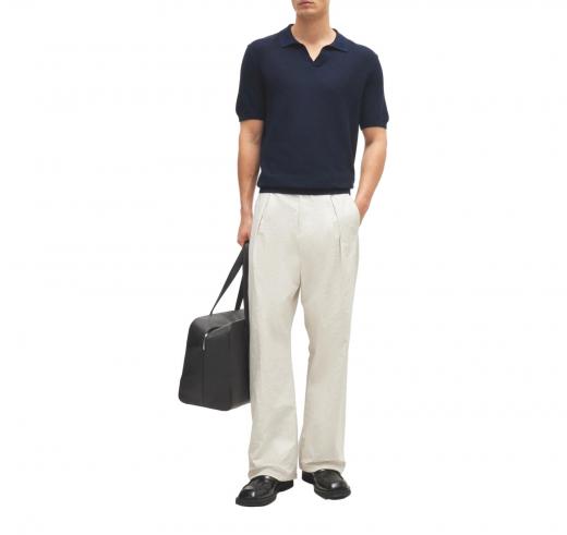 BOSS Polo Uomo Stile Maglia In Misto Cotone Con Colletto Aperto Tempio 50511775 Colore Blu