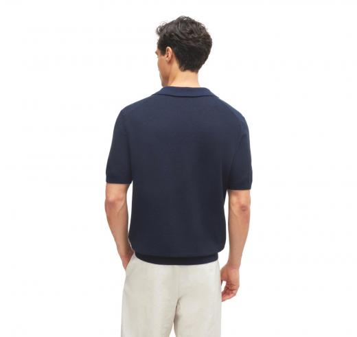 BOSS Polo Uomo Stile Maglia In Misto Cotone Con Colletto Aperto Tempio 50511775 Colore Blu
