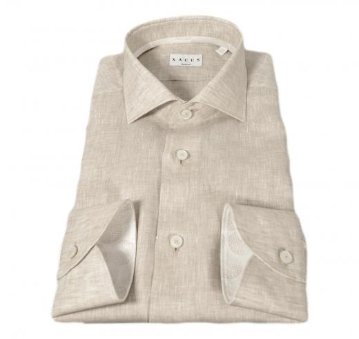 XACUS Camicia Uomo Lino e Cotone 61922001 Modello Tailor Colore Sabbia