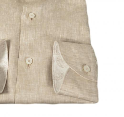 XACUS Camicia Uomo Lino e Cotone 61922001 Modello Tailor Colore Sabbia