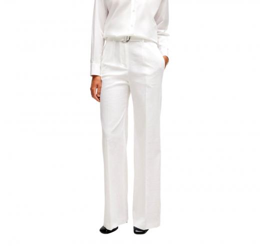 BOSS Pantalone Donna Relaxed Fit In Misto Lino TASENA 50512889 Colore Bianco