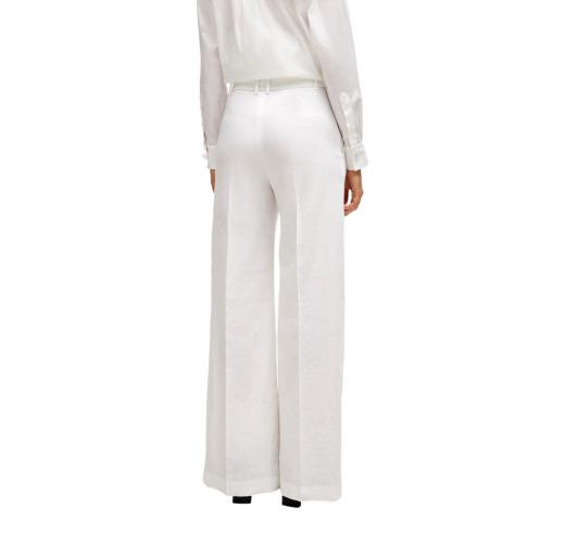 BOSS Pantalone Donna Relaxed Fit In Misto Lino TASENA 50512889 Colore Bianco