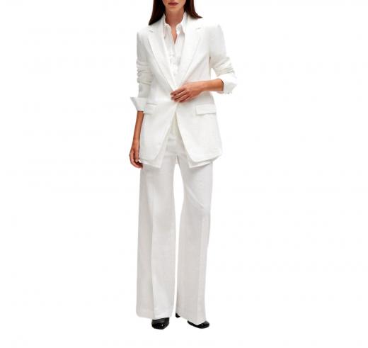 BOSS Pantalone Donna Relaxed Fit In Misto Lino TASENA 50512889 Colore Bianco