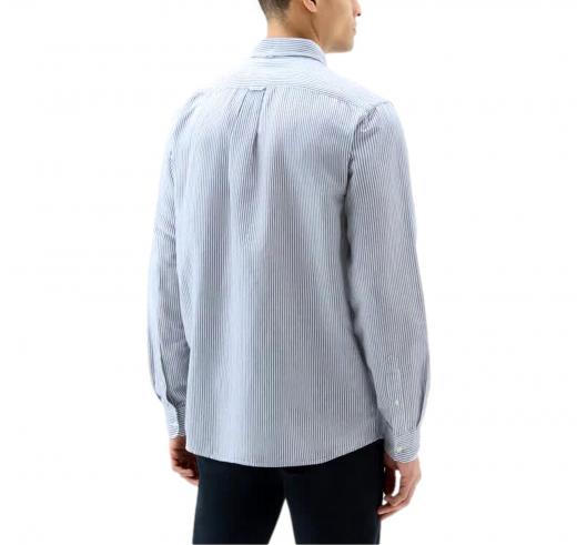 WOOLRICH Camicia Uomo Botton Down Misto Cotone e Lino CFWOSI0134MRUT3707 Riga Blu