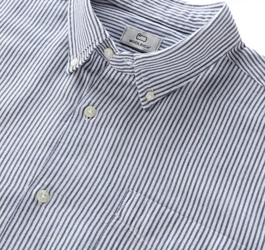 WOOLRICH Camicia Uomo Botton Down Misto Cotone e Lino CFWOSI0134MRUT3707 Riga Blu