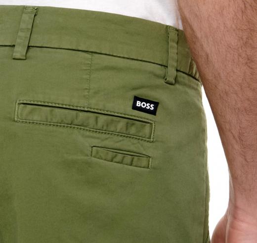 BOSS Pantalone Uomo Chino Slim Fit In Gabardine Di Cotone Elasticizzato 50505392 Colore Verde