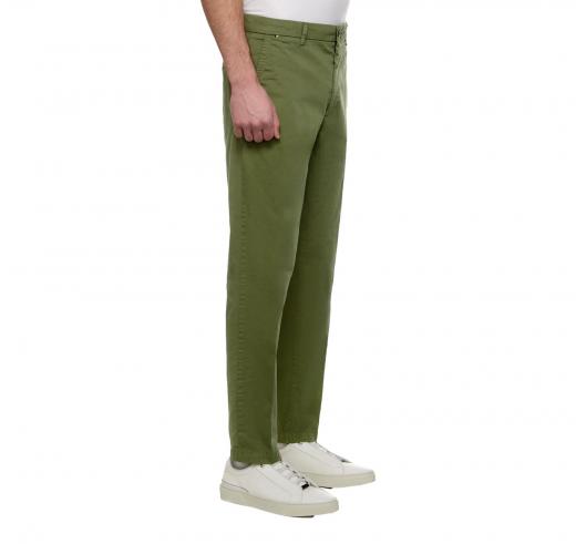 BOSS Pantalone Uomo Chino Slim Fit In Gabardine Di Cotone Elasticizzato 50505392 Colore Verde