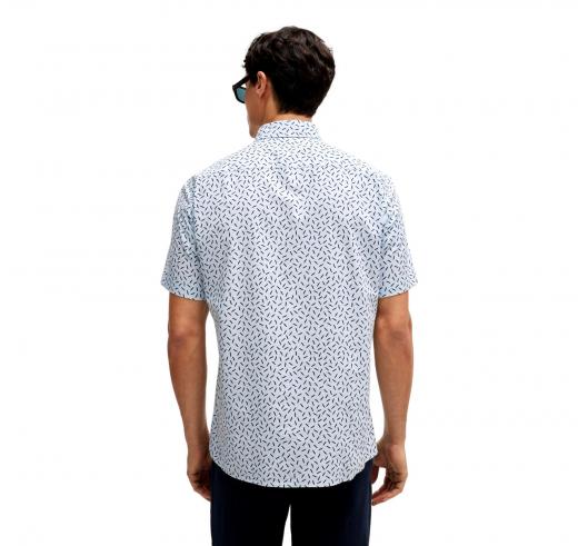 BOSS Camicia Slim Fit Cotone Oxford Stampato Slim Fit 50513394 Colore Celeste