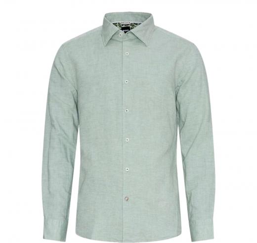 BOSS Camicia Uomo Vestibilita' Casual Lino e Cotone 50513661 Colore Verde Salvia