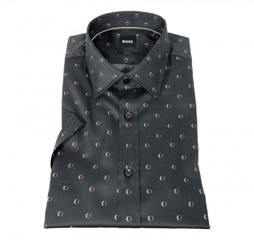 BOSS Camicia Uomo Slim Fit Manica Corta Fantasia Modello H-HANK 50513367 Colore Nero