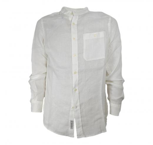 WOOLRICH Camicia Uomo Puro Lino BAND COLLAR LINEN SHIRT CFWOSI0105 Colore Bright White