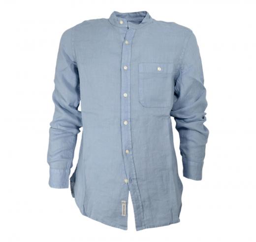 WOOLRICH Camicia Uomo Puro Lino BAND COLLAR LINEN SHIRT CFWOSI0105 Colore Indigo