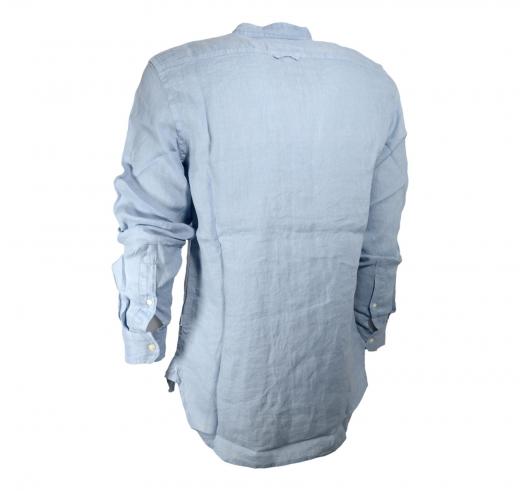 WOOLRICH Camicia Uomo Puro Lino BAND COLLAR LINEN SHIRT CFWOSI0105 Colore Indigo