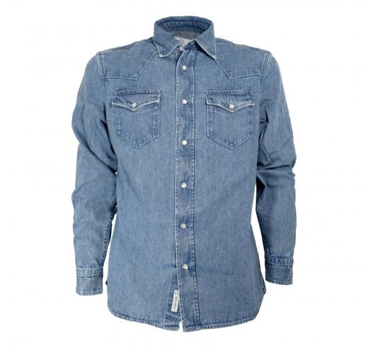 WOOLRICH Camicia Uomo In Denim CFWOSI0099 Colore Bleached Jeans