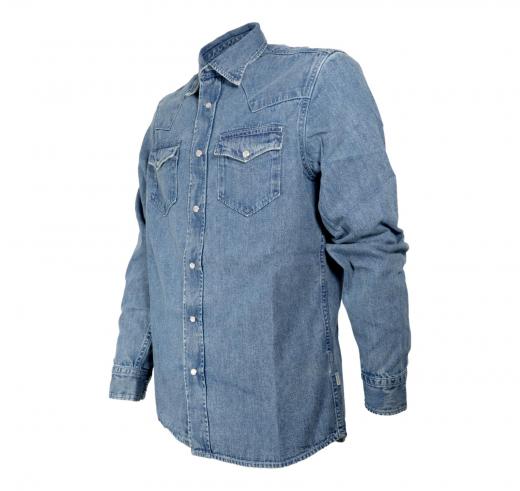 WOOLRICH Camicia Uomo In Denim CFWOSI0099 Colore Bleached Jeans