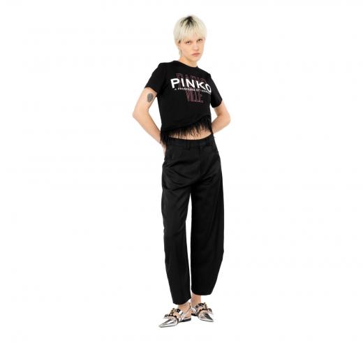 PINKO Pantalone Donna Pollock Satin Cotone e Viscosa Z99 Colore Nero