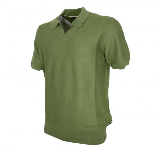 BOSS Maglione Uomo Stile Polo In Misto Cotone Con Colletto Aperto Tempio 50511775 Colore Verde