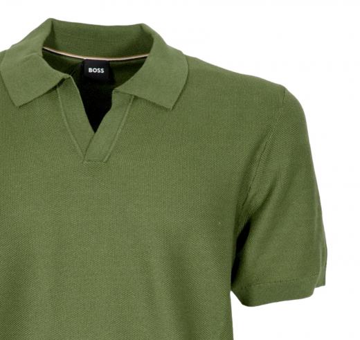 BOSS Maglione Uomo Stile Polo In Misto Cotone Con Colletto Aperto Tempio 50511775 Colore Verde