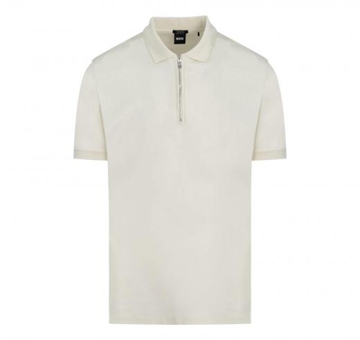 BOSS Polo Da Uomo Mezza Zip Modello Polston 11 50513375 Colore Bianco Latte