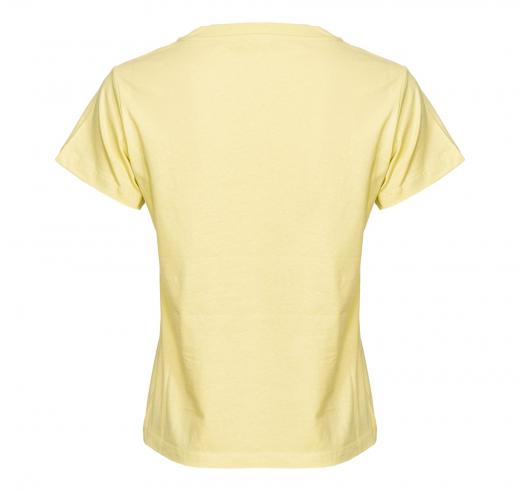 PINKO T-shirt Donna Basico Con Mini Logo Al Petto In Jersey Di Cotone H23 Colore Giallo