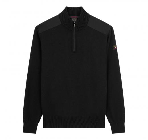 PAUL SHARK YACHTING Pull Mezza Zip Con Toppe Modello C0P1028 011 Colore Nero