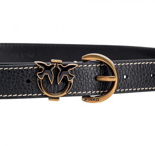 PINKO Cintura Donna Tamboril H 2,5 Belt Vitello Bottalato Z99Q Colore Nero