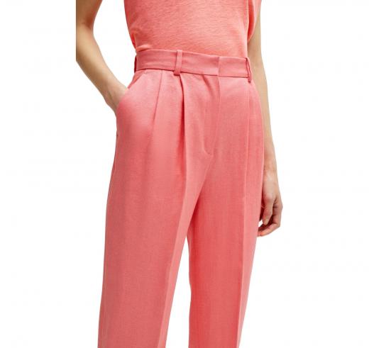 BOSS Pantaloni Affusolati In Twill Di Misto Lino TEFIKE 50512869 Colore Rosa Corallo