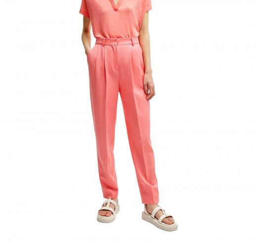 BOSS Pantaloni Affusolati In Twill Di Misto Lino TEFIKE 50512869 Colore Rosa Corallo