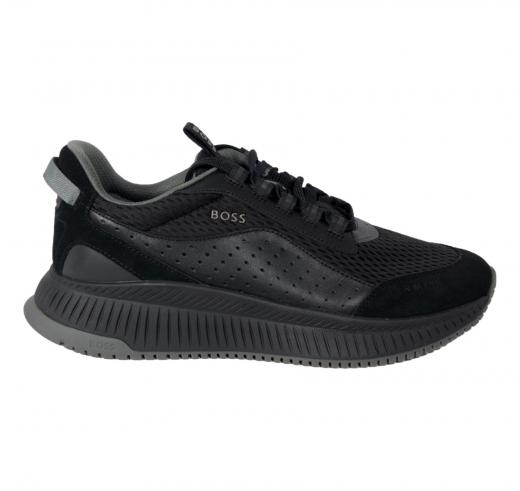 BOSS Sneakers Uomo In Pelle Liscia E Scamosciata 50522908 Colore Nero