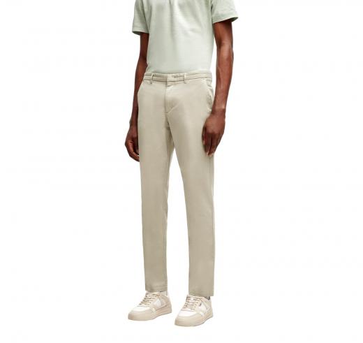 BOSS Pantalone Uomo Chino Slim Fit in Gabardine di Cotone Elasticizzato 50487966 Ghiaccio