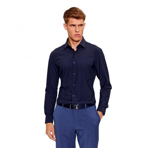 BOSS Camicia Slim Fit in Jersey Elasticizzato P-HANK-s-kent 50503554 Blu