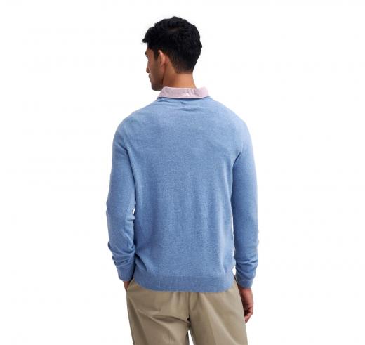 BARBOUR Maglia Girocollo Uomo Lana D'Agnello MKN0345BL55 Celeste Elegante Casual