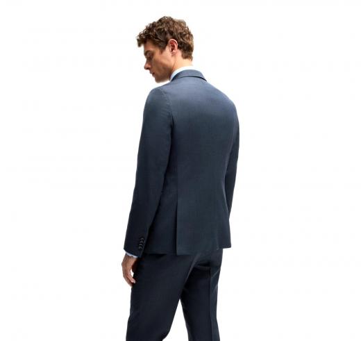 BOSS Abito Uomo Slim Fit Doppiopetto in Lana Con Micromotivo 50518118 Colore Blu