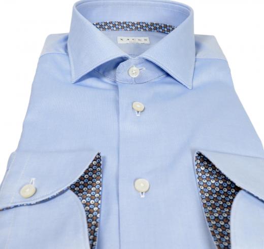XACUS Camicia Collo Francese Oxford Tinta Unita Con Contrasti 71905003 Celeste